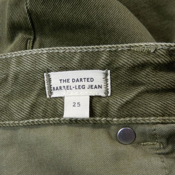 Madewell Darted Barrel Leg JEANS Size 25 Kale Green Denim Raw Hem NEW $148 - Picture 11 of 13